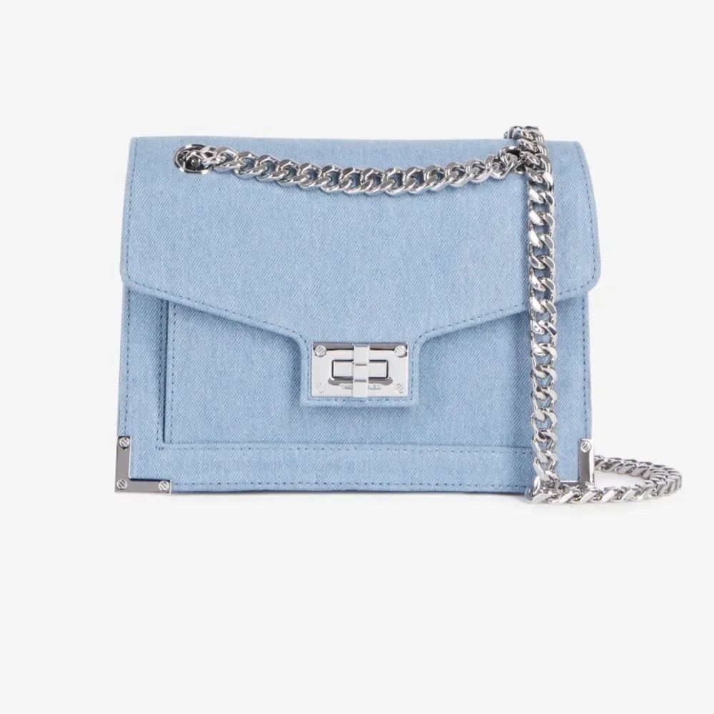 The Kooples Emily blue denim chain bagl NWT